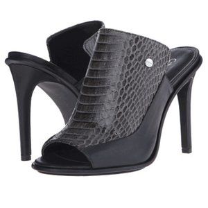 Calvin Klein Aloris Snake Print Leather Mules 10